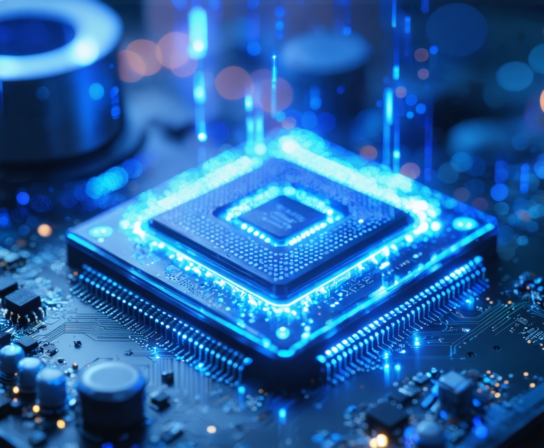 Высокотехнологичный процессор с синим свечением