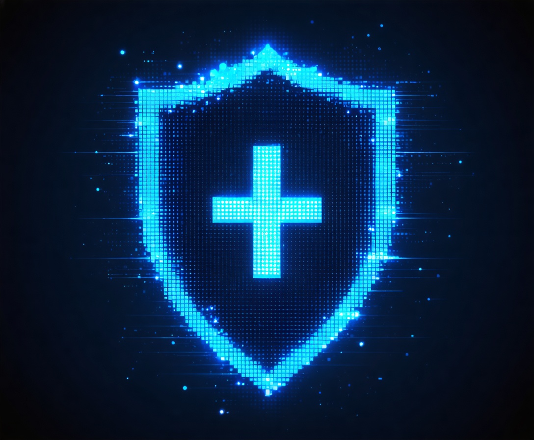 Цифровой щит из синих пикселей